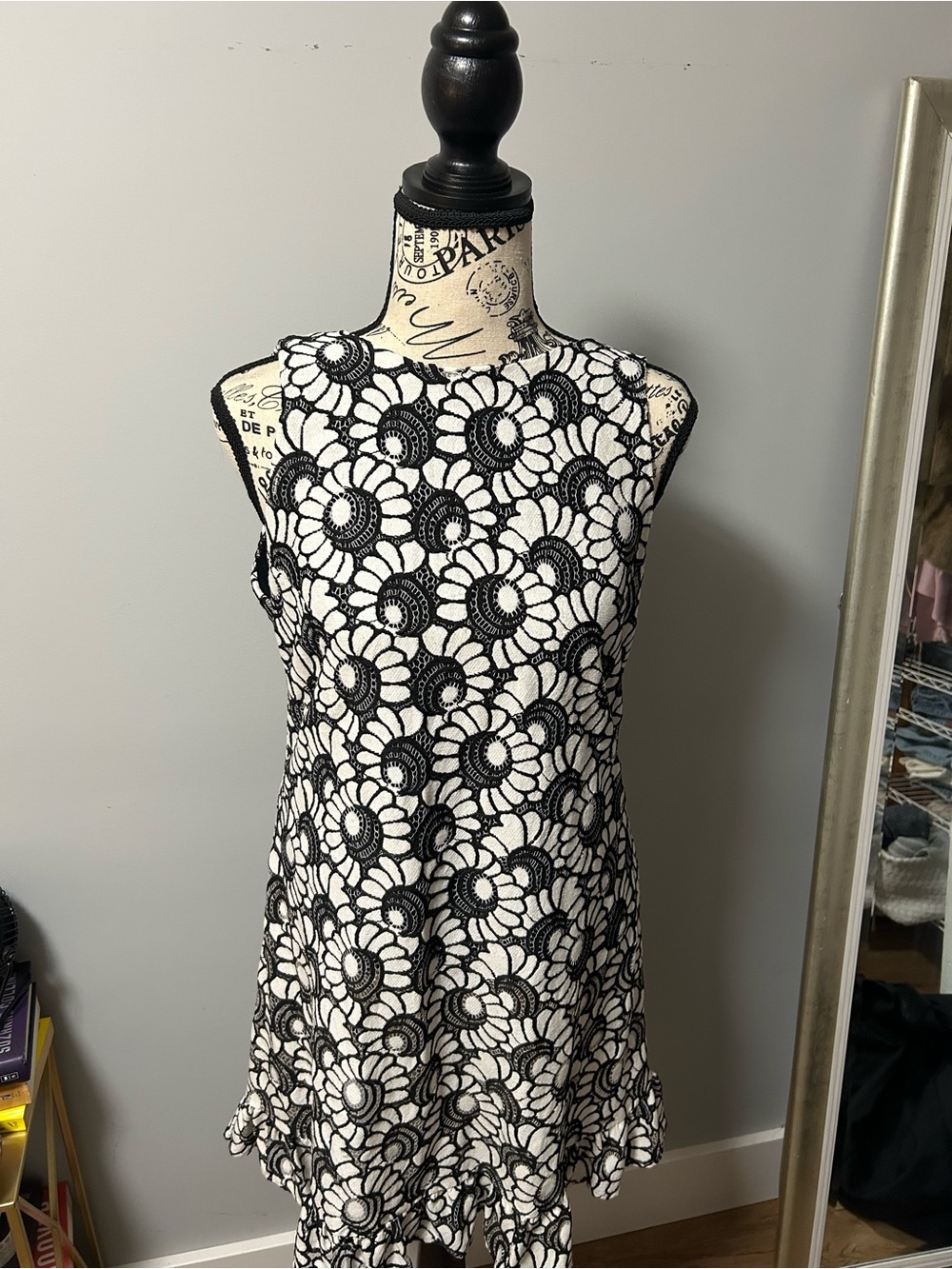 FREE PEOPLE rare Black and White Floral Lace Dress